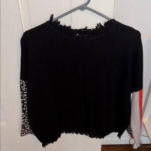 THML Black Sweater with Red and Gray Details